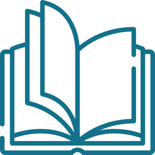 Icon of an open book with pages turning.